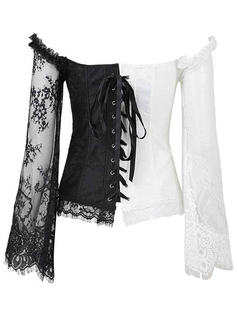 Corsetto patchwork di pizzo steampunk di Halloween