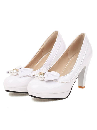 Scarpe con tacchi alti con fiocco retrò