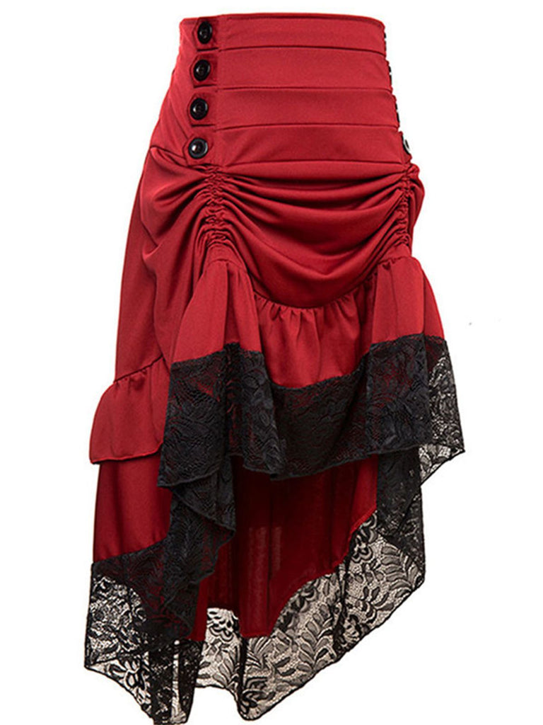 Gonna con volant gotica in pizzo solido di Halloween