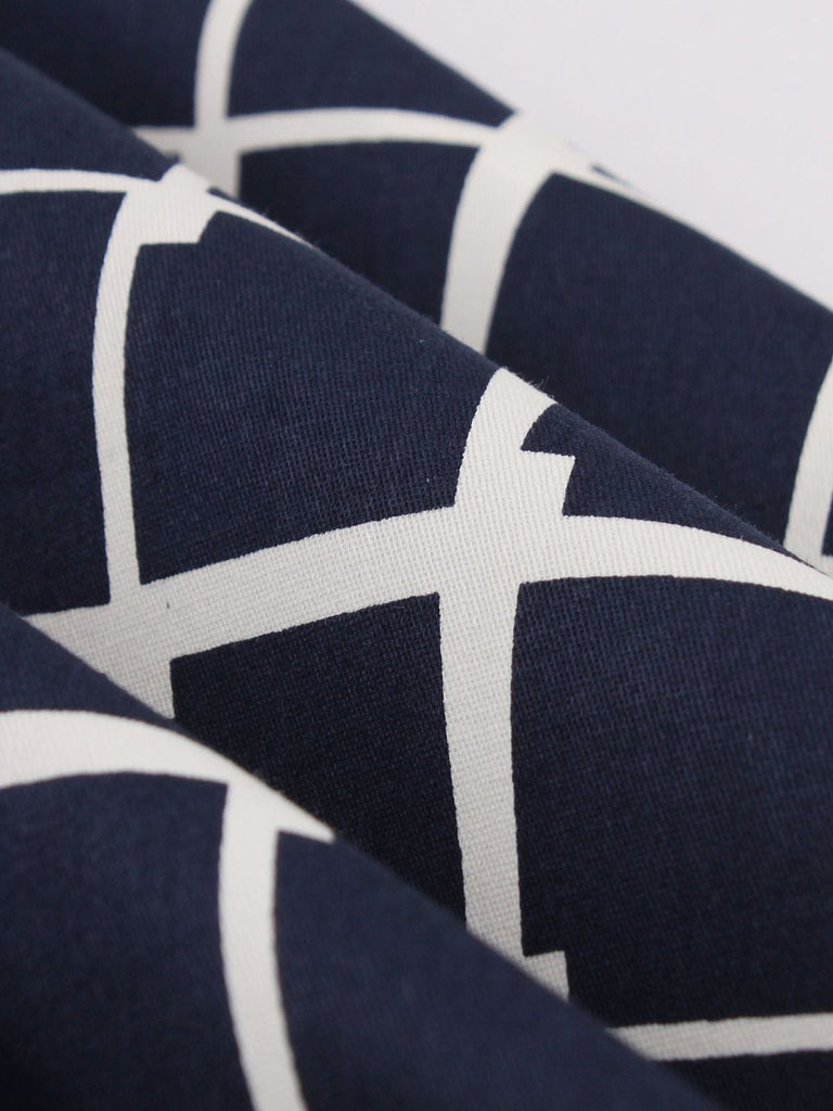 Gonna svasata con cintura scozzese blu navy anni '50