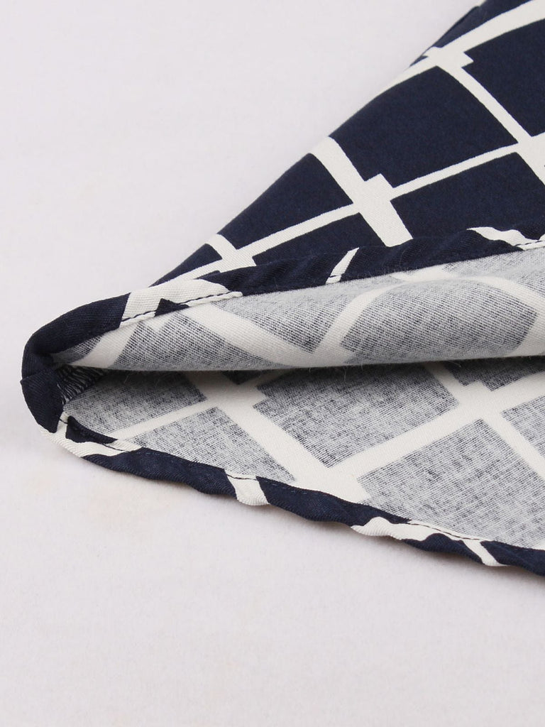 Gonna svasata con cintura scozzese blu navy anni '50