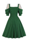 Abito tinta unita verde a pois anni '50