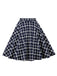 Gonna svasata con cintura scozzese blu navy anni '50