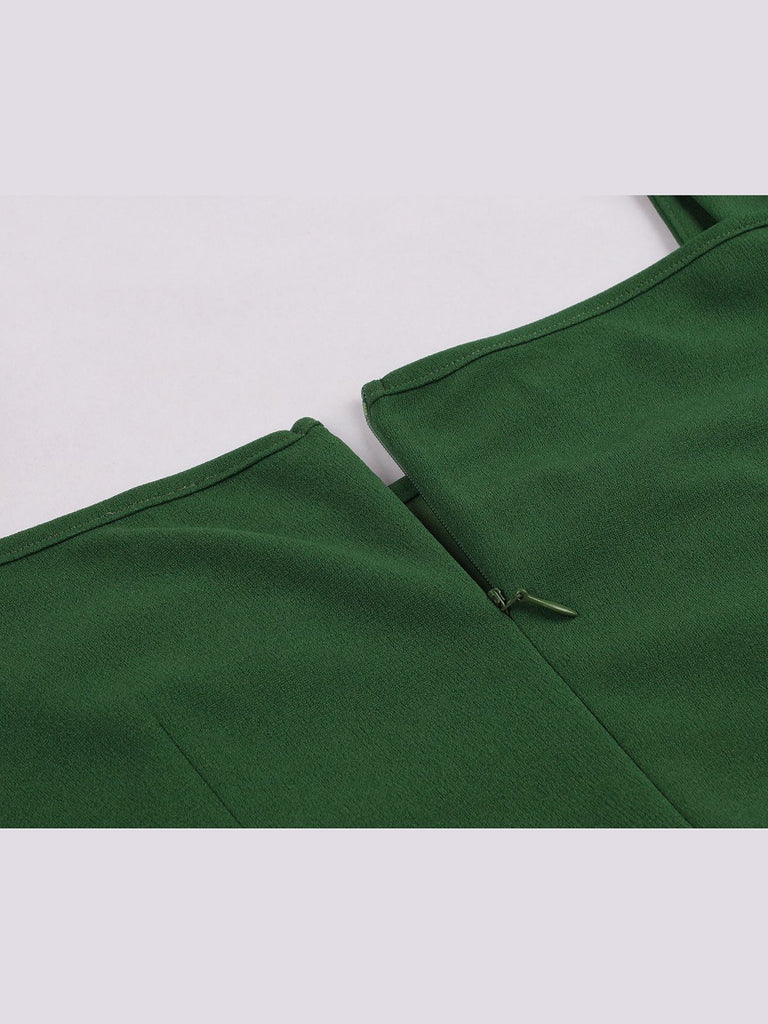 Abito tinta unita verde a pois anni '50