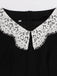 Abito solido patchwork in pizzo nero anni '50