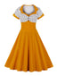 Abito svasato patchwork a pois anni '50