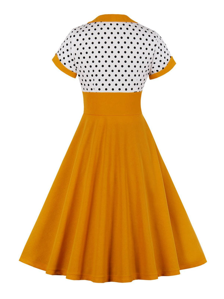 Abito svasato patchwork a pois anni '50