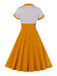 Abito svasato patchwork a pois anni '50