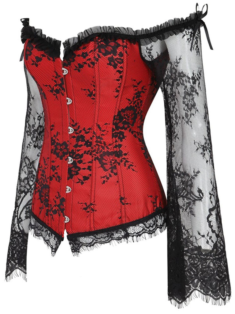 Corsetto patchwork di pizzo steampunk di Halloween