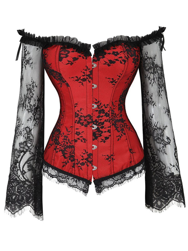 Corsetto patchwork di pizzo steampunk di Halloween