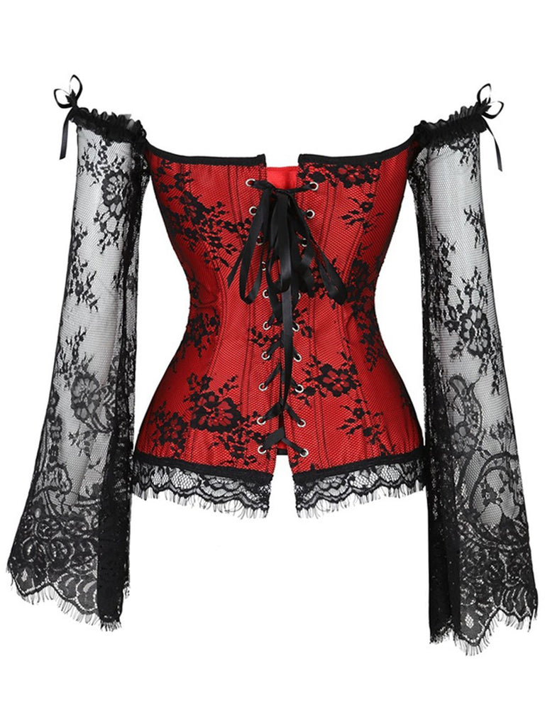 Corsetto patchwork di pizzo steampunk di Halloween