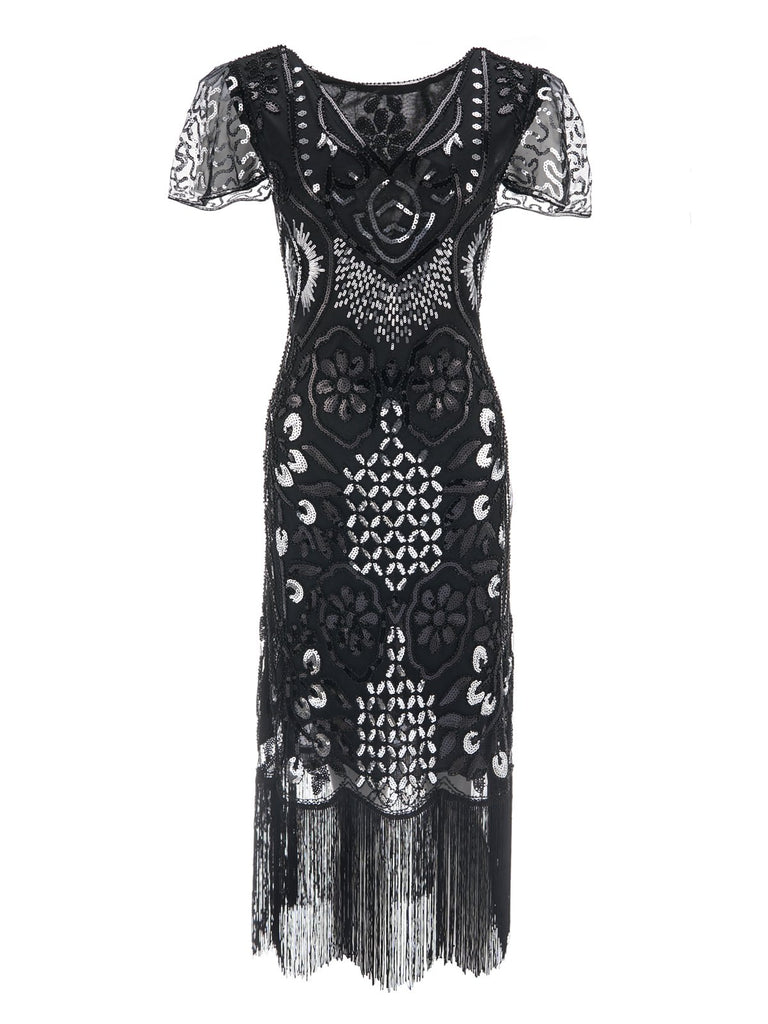 Abito con paillettes e nappe floreali anni '20