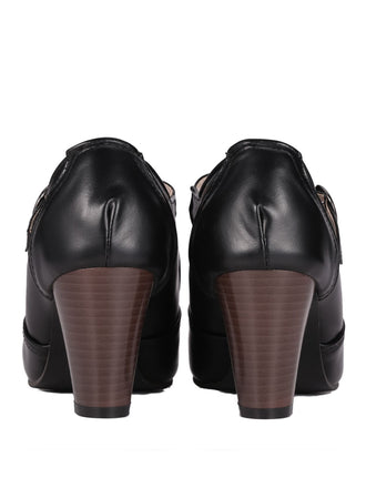 Scarpe con tacco grosso nero retrò