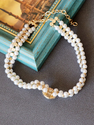 Collana di perle con strass Retrò