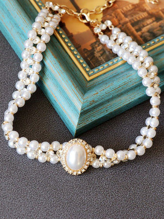 Collana di perle con strass Retrò