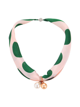 Collana retrò in seta di gelso con perle a pois