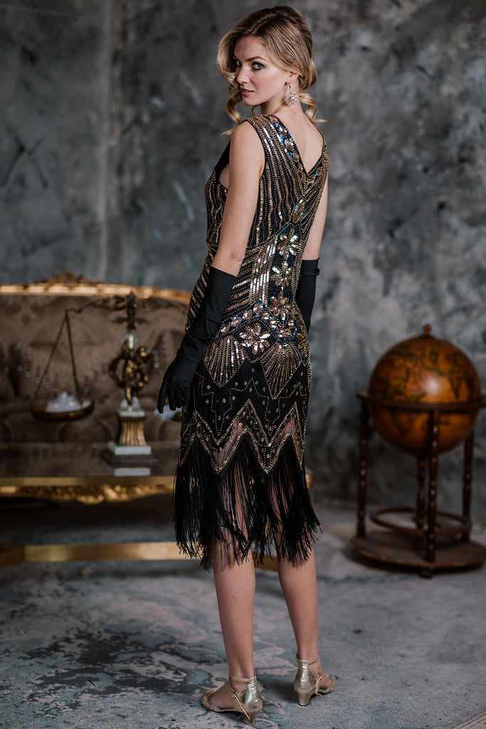 Abiti da flapper con frange e perline anni '20