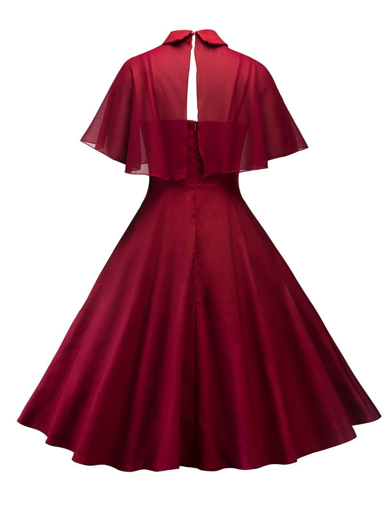 Abito svasato patchwork a mantella anni '50