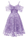 Vestito con volant sulle spalle scoperte in pizzo anni '50