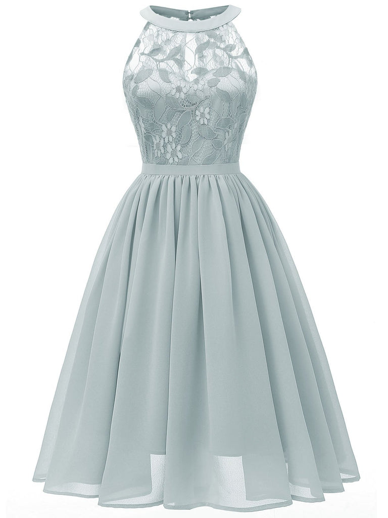 Abito svasato in pizzo floreale anni '50