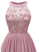 Abito svasato in pizzo floreale anni '50 rosa