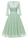 Abito rosa con maniche a 3/4 in pizzo anni '50