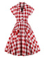 Abito scozzese rosso con tasche anni '50