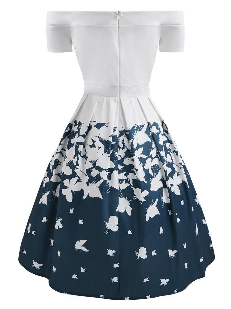 Abito con spalle scoperte a farfalla anni '50