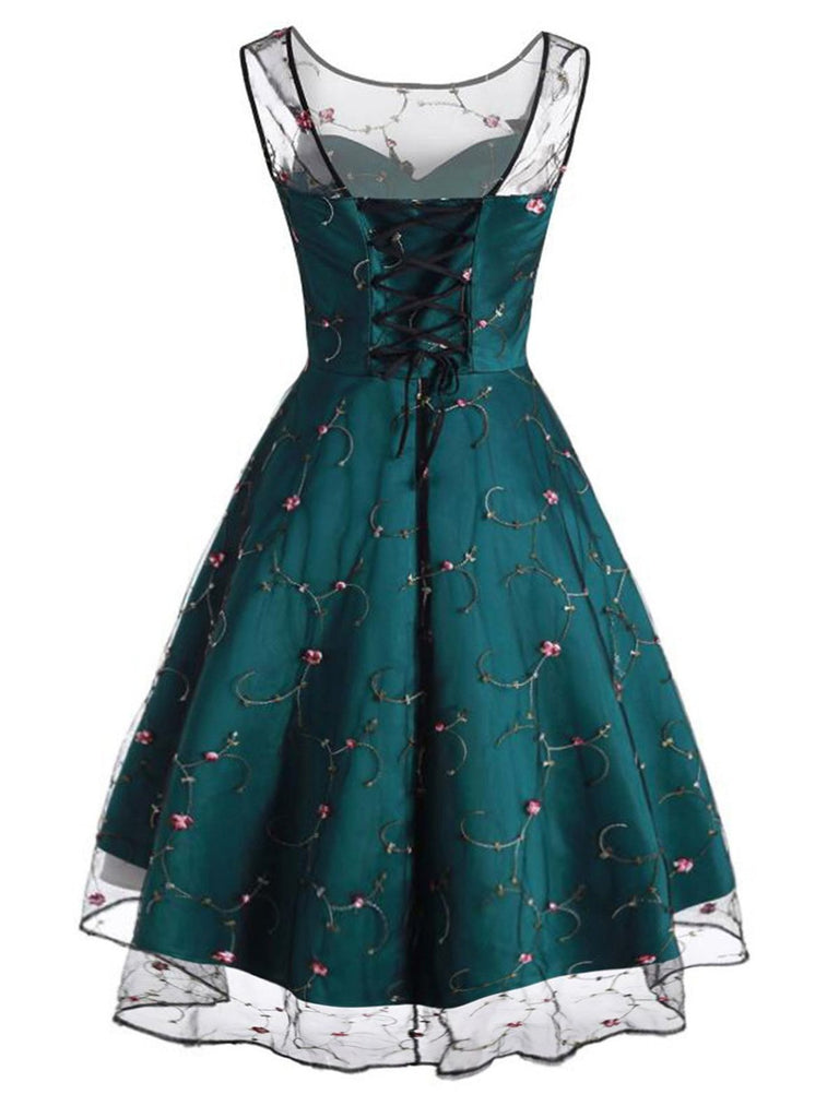 Abito anni '50 con lacci sul retro in rete Hi-Lo