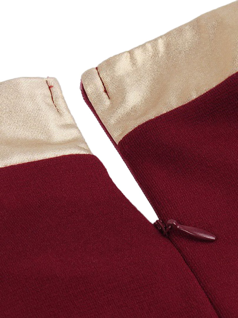 Vestito altalena con fiocco e collo in piedi anni '50