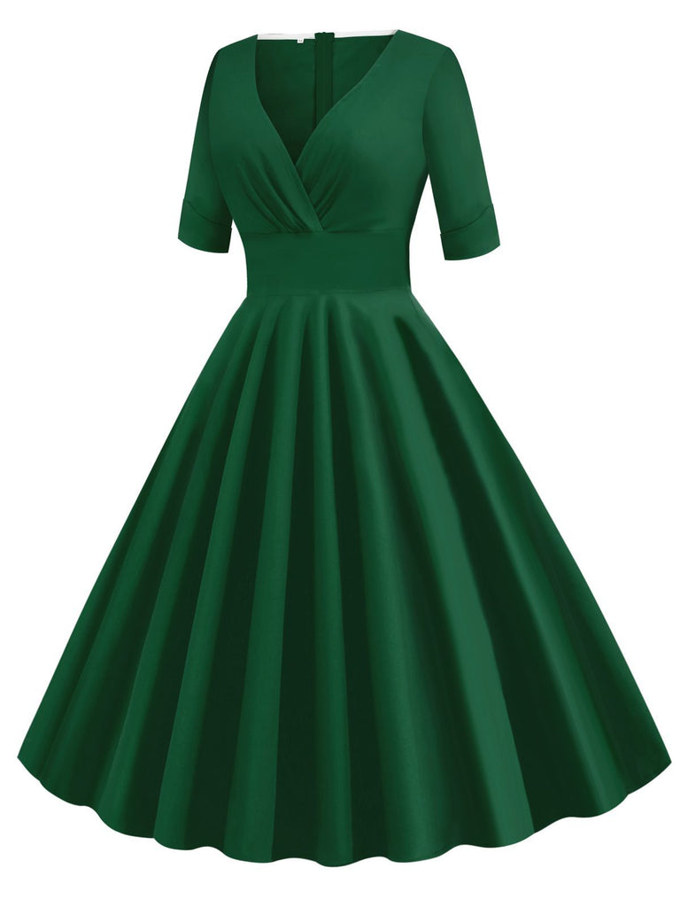 Vestito Swing con piega a cuore solido anni '50