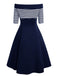Abito blu scuro con spalle scoperte degli anni '50