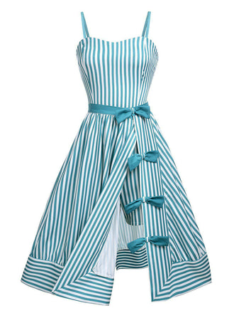Tuta corta e gonna a righe turchesi anni '50