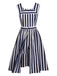 Pagliaccetto e gonna da marinaio a righe anni '50 blu navy