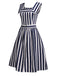 Pagliaccetto e gonna da marinaio a righe anni '50 blu navy