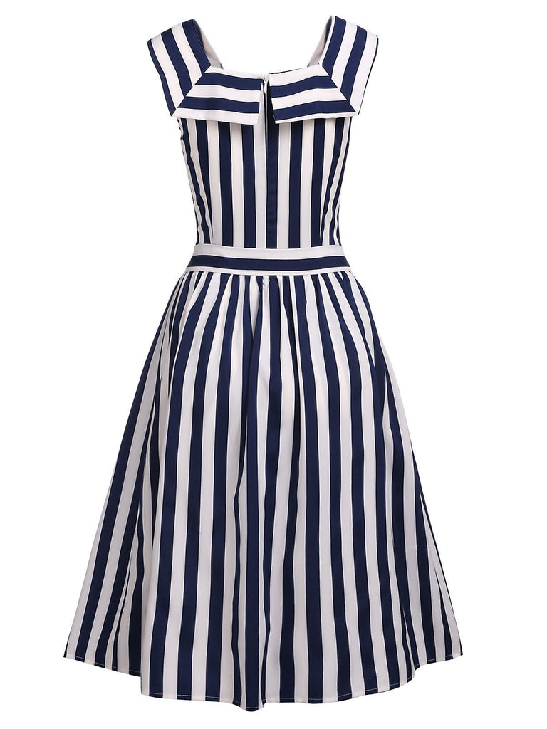 Pagliaccetto e gonna da marinaio a righe anni '50 blu navy