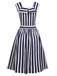 Pagliaccetto e gonna da marinaio a righe anni '50 blu navy