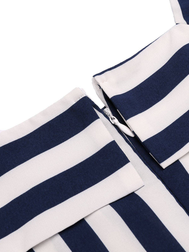 Pagliaccetto e gonna da marinaio a righe anni '50 blu navy