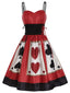 Vestito rosso da poker con cinturino anni '50