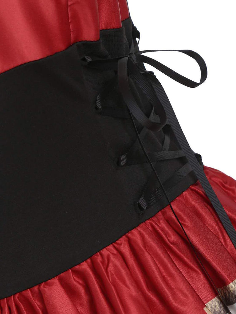 Vestito rosso da poker con cinturino anni '50