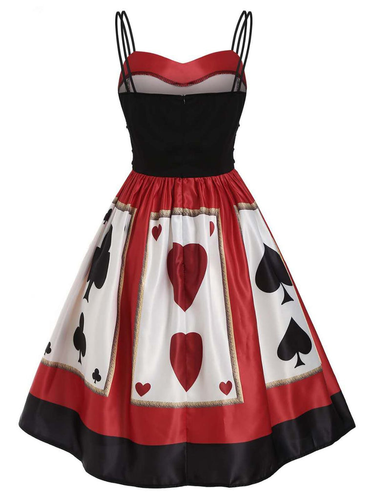 Vestito rosso da poker con cinturino anni '50