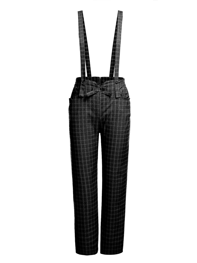 2 pezzi camicetta bianca e pantaloni con bretelle