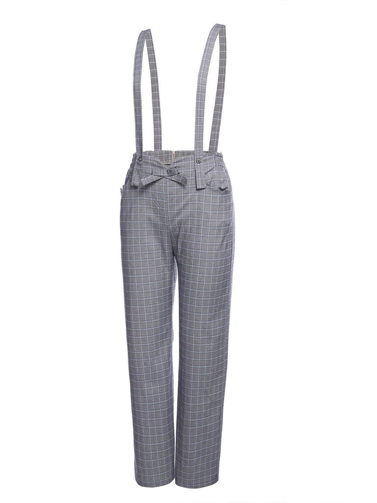 2 pezzi camicetta anni '50 e pantaloni con bretelle