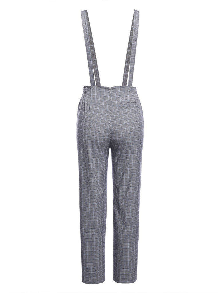 2 pezzi camicetta anni '50 e pantaloni con bretelle