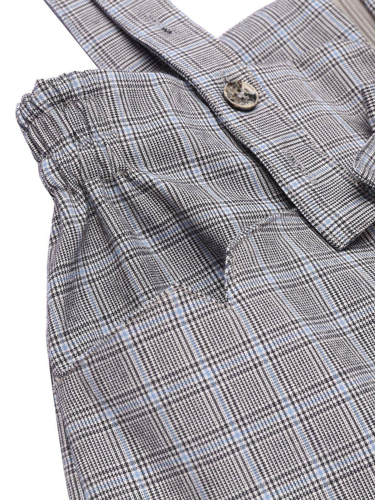 2 pezzi camicetta anni '50 e pantaloni con bretelle