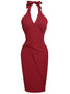 Vestito aderente rosso a tinta unita anni '60