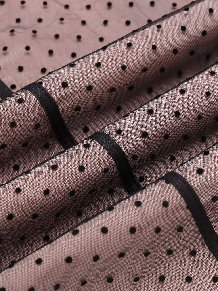 Abito a tubino in rete a pois rosa anni '60