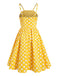 Vestito Swing con tasche a pois giallo anni '50