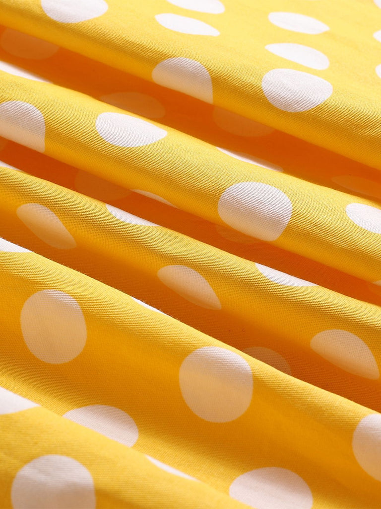 Vestito Swing con tasche a pois giallo anni '50