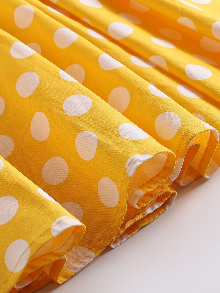 Vestito Swing con tasche a pois giallo anni '50